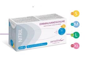 HANDSCHUHE NITRIL 200 Stck  Gr&ouml;sse XL, Sensilind, puderfrei, blau