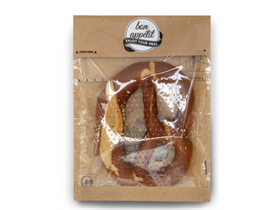 SICHTFENSTERBEUTEL LOC BAC  21 x 24.5 cm, braun,Typ Pizza,SF aus PET