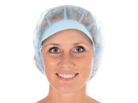 VLIESHAUBEN MIT SCHIRM  Polypropylen-Vlies, &oslash; 48 cm, blau