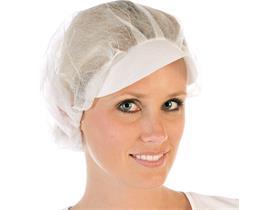 VLIESHAUBEN MIT SCHIRM  Polypropylen-Vlies, &oslash; 48 cm, weiss