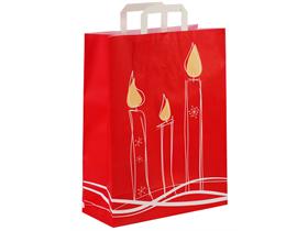 PAPIERTRAGETASCHEN KERZE ROT  320 x 140 x 420 mm, 2-farbig