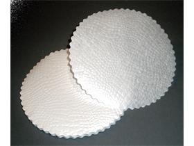 PLATTENPAPIERE KROKO  &oslash; 15 cm rund, 40 gm2, weiss