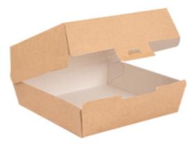 HAMBURGERBOX KARTON  aus braunem Wellkarton,142 x 137 x 61 mm