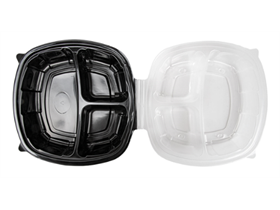 MENUBOX 3-TEILIG  PP, schwarz, 1130 ml, inkl. Deckel