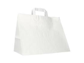 PAPIERTRAGETASCHEN TAKE-AWAY WEISS  320 + 220 x 240 mm, weiss, unbedruckt