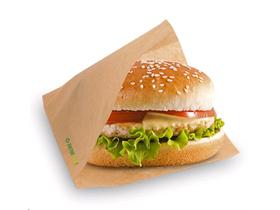 HAMBURGERBEUTEL BRAUN  13 x 12.5 cm, Pergament-Ersatz, fettd.