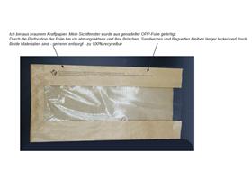 SICHTSTREIFENBEUTEL BRAUN  16 x 6 x 32 cm, Kraft braun, mit Text