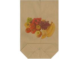 KREUZBODENBEUTEL BRAUN NATRONMISCH  "Obstmotiv", 14.5 x 21.5 cm