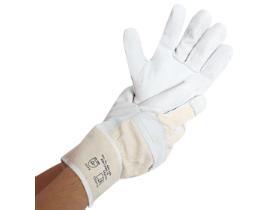 ARBEITSHANDSCHUHE LEDER  25 cm, weiss-beige, Leder, 12 Paar