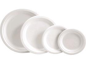 TELLER BAGASSE  rund, &oslash; 23 cm, weiss