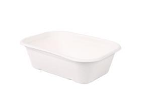 SCHALE BAGASSE  rechteckig, 750 ml, weiss