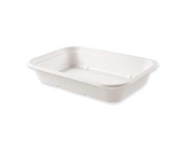 SCHALE BAGASSE  rechteckig, 750 ml, weiss
