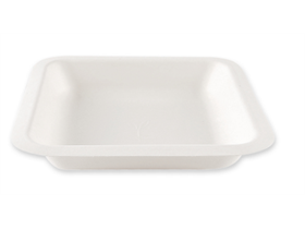 SCHALE BAGASSE  quadratisch, 18 x 18 x 3 cm, weiss