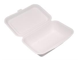 LUNCHBOX BAGASSE  rechteckig, 17 x 12.5 x 4.9 cm, weiss