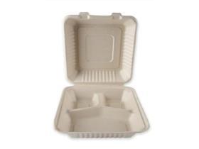 MENUBOX BAGASSE  3-teilig, 23 x 23 x 8.5 cm, natur