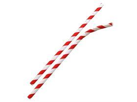 TRINKHALME PAPIER  rot/weiss, mit Knick, &oslash; 6 mm