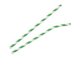 TRINKHALME PAPIER  gr&uuml;n/weiss, mit Knick, &oslash; 6 mm