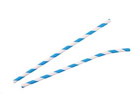 TRINKHALME PAPIER  hellblau/weiss, mit Knick, &oslash; 6 mm