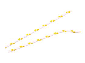 TRINKHALME PAPIER  gelb/weiss, mit Knick, &oslash; 6 mm