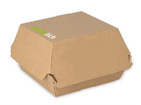 HAMBURGERBOX KARTON  aus braunem Karton,125 x 125 x 100 mm