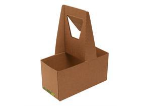 TRAGEKARTON  f&uuml;r 2 Becher, aus braunem Karton