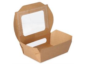 SALATBOX KARTON  Karton braun, mit Sichtfenster, 1000 ml