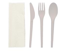 BESTECKSET CPLA  Messer+Gabel+L&ouml;ffel+Serviette, weiss