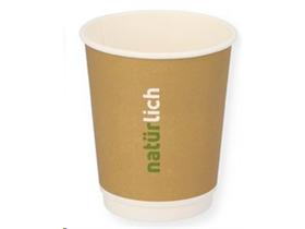 KAFFEEBECHER DOPPELWANDIG "BIO"  2 dl , braun, "Nat&uuml;rlich", kompostierbar