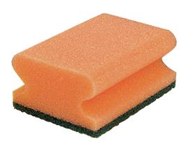 SCHEUERSCHWAMM  15 x 7 x 4.5 cm, orange/gr&uuml;n