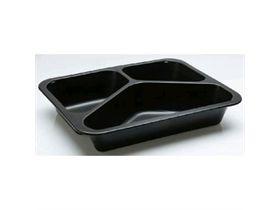 MENUSCHALE  227 x 178 x 40mm, schwarz, 3-geteilt