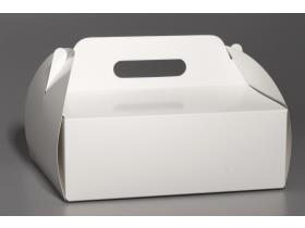 TORTENSCHACHTEL MIT HENKEL UNBEDRUCKT  28 x 28 x 10 cm, weiss,innen beschichtet