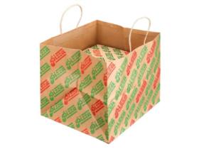 PAPIERTRAGETASCHEN PIZZA  37 + 33 x 32 cm, braun, bedruckt