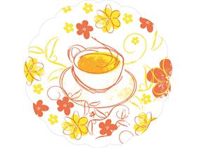 TASSENUNTERSETZER MIT MOTIV  "Sunny", 1-lagig, &oslash; 90 mm,