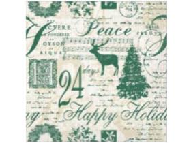 SERVIETTEN TISSUE  "HAPPY HOLIDAY" beige-gr&uuml;n