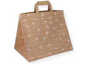 PAPIERTRAGETASCHEN TAKE-AWAY BRAUN  32 + 22 x 27 cm, "Winterzeit"