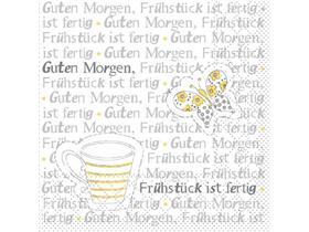 SERVIETTEN TISSUE  24 x 24 cm, Fr&uuml;hst&uuml;ck (gelb-grau)