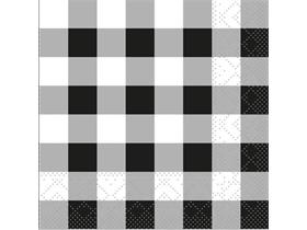 SERVIETTEN TISSUE  24 x 24 cm, Karo (schwarz)