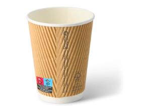 KAFFEEBECHER GERIFFELT  3 dl , braun/weiss, PE-beschichtet