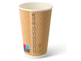 KAFFEEBECHER GERIFFELT  4 dl , braun/weiss, PE-beschichtet