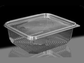 SCHALE MIT ANH. DECKEL  500 ml, rechteckig, PET, glasklar