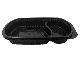 MENUSCHALE 2-TEILIG  PP, schwarz, 235x145x35 mm, 150/450 ml