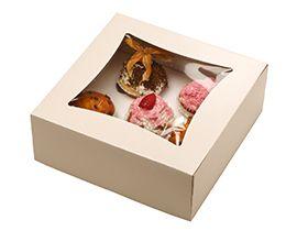 FENSTERSCHACHTEL CUPCACKE  27x27x10 cm, mit Sichtfenster, Elfenbein