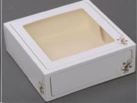 GROSSTORTENSCHACHTEL  69.3 x 49. x 8 cm, Motiv 573 weiss/gold