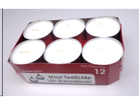 RECHAUDKERZEN MAXI  in Aluh&uuml;lse, weiss, 8 Std. 25 x 60 mm