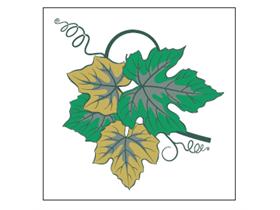 TASSENUNTERSETZER  "Weinranke",1-lagig, 85x85mm, 3-farb