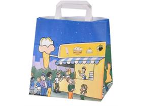 PAPIERTRAGETASCHEN TAKE-AWAY WEISS  26 + 18 x 26 cm, "Gelateria"